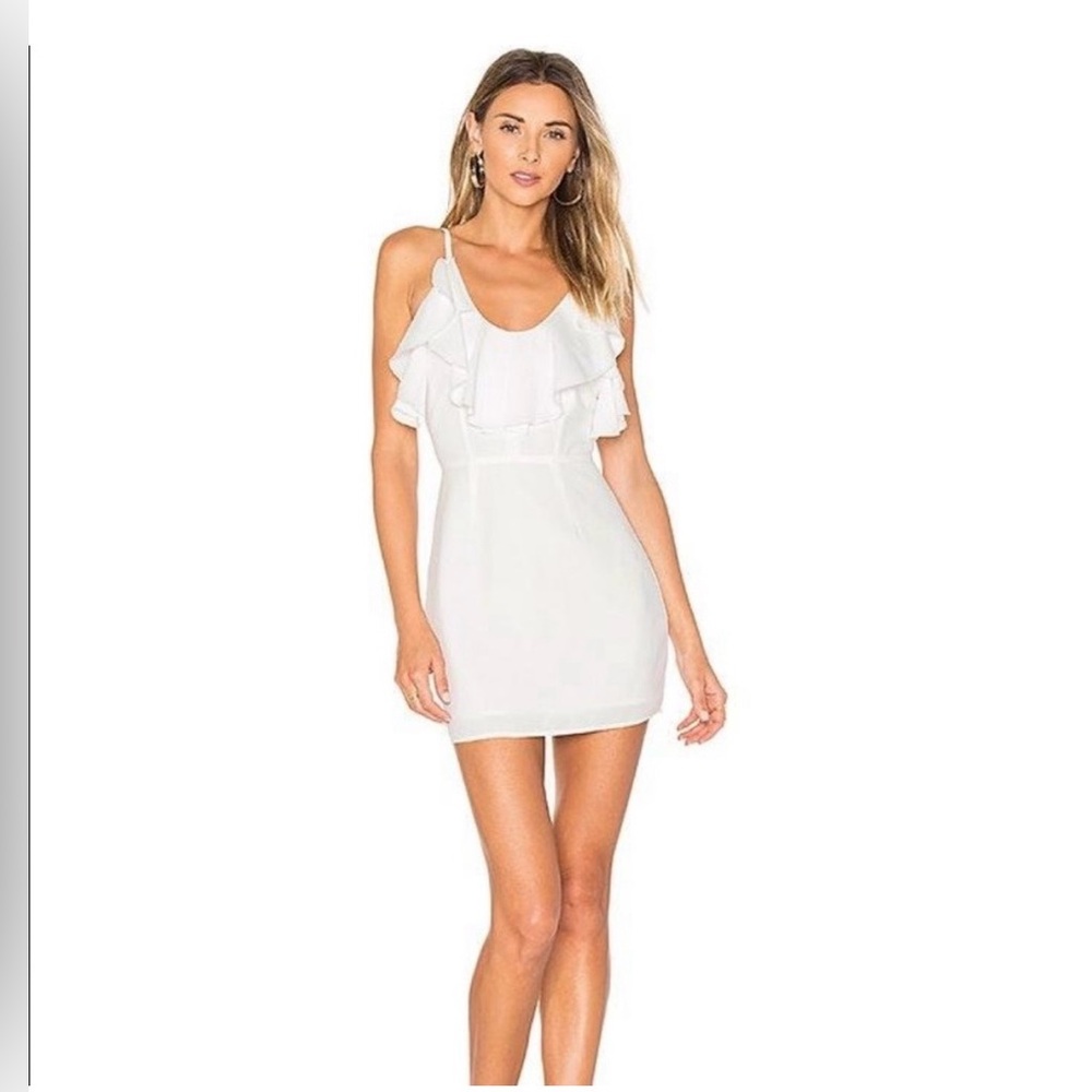 by the way Revolve Fun and Flirty White Ruffle Dress size Small
